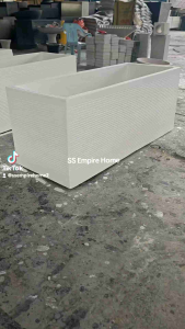 ROSO CS17 White Rectangle Planter Box Cement Heavy Duty Flower Pot Pasu Bunga Garden Taman Plant Pokok Outdoor Lobby