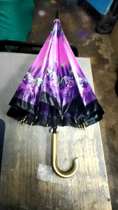 Elegant Satin Fabric Umbrella with Random Printed Design Rain and shine protection Men and women umbrella