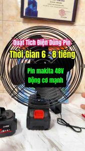 Quạt Tích Điện Pin 10 Cell Dùng Liên Tục 6-12H Quạt Pin Makita Để Bàn 2 Cấp Độ Gió Siêu Mát.