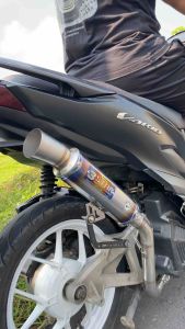 (Grade A) Knalpot Samlong Vario Beat Aerox Nmax Pcx Mio tipe Halfblue inlet 38 ( Bonus Bracket ) Original 3star High Perfomance