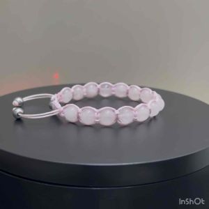 CW Manila - TlTAN Braided Bracelet - 10mm Rose Quartz Adjustable Semiprecious Charm Bracelet