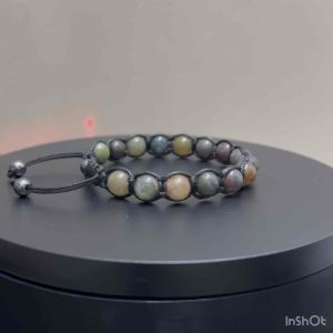 CW Manila - TlTAN Braided Bracelet - 8mm Fancy Jasper Adjustable Semiprecious Charm Bracelet