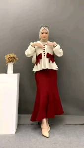 ESTIKA SET SETELAN ROK BAHAN KNIT AKSEN PITA