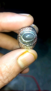 natural kalimaya banten black opal tdk tembus senter dimensi 9×55×4mm dgn ring alpaka no7..gosokan mulus no krak