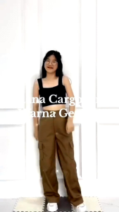 Celana Cargo Highwaist Standar Jumbo Premium Wanita Bahan Katun