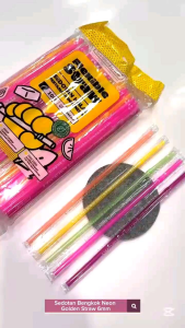 100 Pcs Sedotan Steril Bengkok Higienis 6mmx24cm Warna Warni Ujung Rata