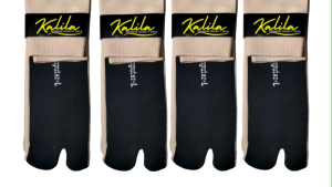 Kaos Kaki Jempol Muslimah Panjang Jempol Cream Polos Telapak Hitam Dewasa Nilon Tebal 36 & 12 Pasang