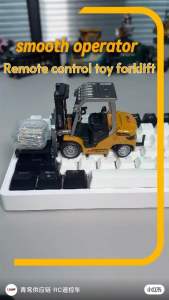 MINI FORKLIFT 1:64 Alloy RC Forklift Truck Bluetooth Remote Control Realistic Liftable Engineering Vehicle Model Toy for Boys