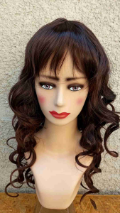 Wig Cosplay blonde curly pirang coklat kehitaman ikal poni gelombang jenny wig pirang coklat