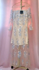 Classic เดรสยาวซีทรู ปักดอกไม้ มุก