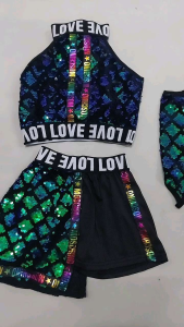 READY STOCK Children Kids Hip Hop Dance Costume Sequin Glittering Street Dance Concert Costume Stage Performance Costume