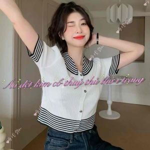 82 - Áo Dệt Kim Montoghi Cổ Thuỷ Thủ Hoạ Tiết Sọc Thời Trang Hàn Quốc Cho Nữ 88 - Top