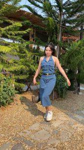 เซ้ต2ชิ้นยีนส์ ชุดเดรสกระโปรงตัวยาว+เข็มขัด น่ารักมาก S-5XL