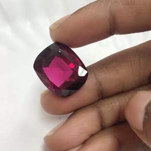 Synthetic Rodallite garnet long cushion 24.65carat
