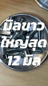 สกรูมิลขาว น็อตมิลขาว M12 น็อตเบอร์ 17 (เหล็กชุบซิ้งค์ขาว) ไม่รวมหัวน็อต ขนาด M12 (เกลียว1.5) (ปลีก บรรจุ 5ตัว)