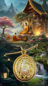 จี้พระหลวงปู่ทวดแกะลายไทยเลี่ยมกรอบหุ้มทองคำแท้หนาพิเศษเกรดพรีเมี่ยม ขนาด 2x3.5ซม.