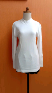 atasan kaos pria putih M L cowok lengan panjang blouse turtle neck