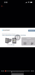 Blaupunkt Tire Pressure Monitoring System TPMS TY1.0/Selected Toyota Models/Wireless Real-Time Display Plug & Play