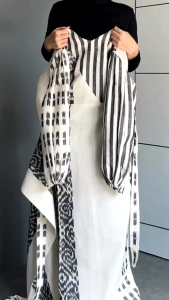MARLINE DRES TENUN WHITE-BAJU COUPLE-TENUN ETNIC-BAJU KONDANGAN-BAJU SARIMBIT