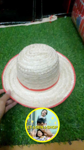 10 ใบหมวกสานขอบแดง 16 นิ้ว ใช้บังแดด ไแนา ไปสวน ไปไร่ วัสดุทำจากไม้ไผ่สาน