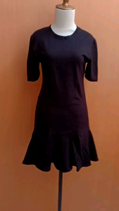 mini midi dress wanita hitam CERISE cewek S M cute lengan pendek MEWAH