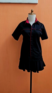 atasan kemeja wanita hitam S M cewek lengan pendek kerja kuliah tebal