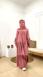 GAMIS ANAK WARNA PINK MOTIF TIMBUL 8-12 TAHUN YENIA BY CUTETRIK SIMPEL CASUAL