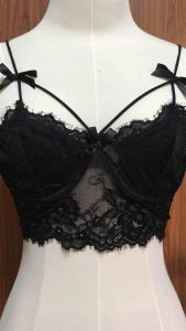 บราดำลูกไม้ สายแต่งโบว์ พร้อมส่ง