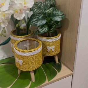 🔥Ready Stock🔥Artificial Rattan Pot🔥Segi  Pasu Rotan Berkaki🔥Pasu Bunga Rattan🔥Pasu Comel🔥Pot With Stand🔥