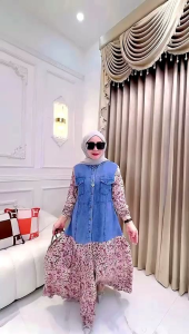 Gamis Kombinasi Jeans Mix Rayon by Zara
