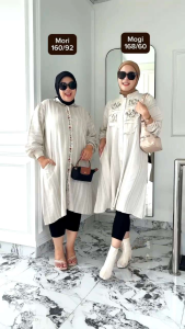 Tunik Wanita Terbaru BigSize Bahan Linen Pauline Bordir Jumbo