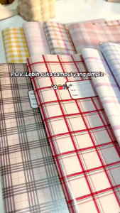 (isi 10 pcs) Sampul Buku Aesthetic Sampul Buku Kotak Kotak Aesthetic Custom Nama Sampul Buku Sampul Buku Pastel Cover Book Plaid Motif Sampul Buku Motif Gingham Kotak Kotak Desain Terbaru Pinterest Pastel
