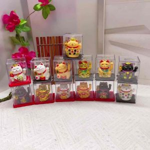 Fengshui Lucky Cat Mini Maneki Neko Cat Waiving Solar Decor Charm