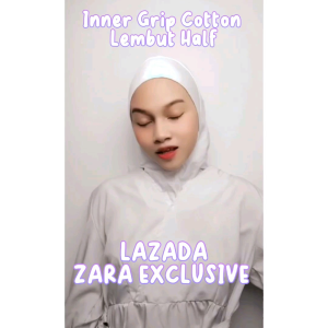 Inner Tudung Half/ Inner Grip Anti Migraine/ Inner Rajut 2 Tone Black & White Edition