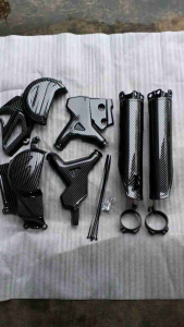 TUTUP MESIN HONDA CRF 1501 FULLSET BLACK CARBON WTP MOTIP 56 PAKET 3 PCSTUTUP MESINTUTUP RANGKA & TUTUP SHOCKBREAKER DEPAN KANAN DAN KIRI