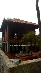 rumah vila minimalis ukuran 6m x 6m kayu jati lokal