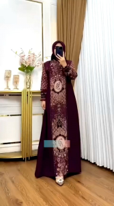 gamis set hijab ceruty babydoll full furing premium