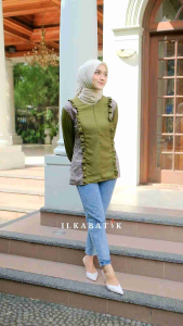 ILKABATIK Oline Series Blouse Baju Batik Atasan Wanita Resleting Batik Kerja Kantor Seragam