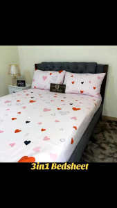 3in1 Printed Bedsheet High Quality fitted sheet with 2 pillowcases Premium Canadian Cotton