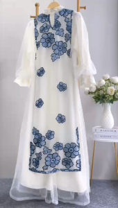 Syahiza Dress #7 – Gamis Tile Sprinkle Premium Full Furing + Outer Tile Bordir Bunga • Elegan & Nyaman • Bisa Lepas Pasang