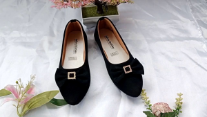 Adiva A-25 pita flat shoes wanita terbaru slip on sepatu wanita dewasa terlaris hitam