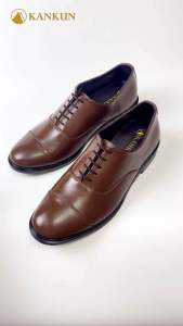 KK Cap-Toe Oxford (สีน้ำตาลคาราเมล) รองเท้าผู้ชาย หนังวัวแท้ พื้นนุ่ม เกรดพรีเมี่ยม ทรงสวยเรียบหรู ดีไซน์ทันสมัย แบบผูกเชือก
