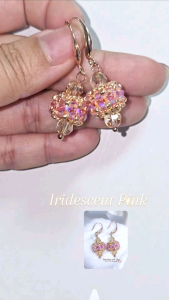 [D.T.C Crystals] Handmade Iridescent Pink Lantern with Swarovski Crystals Earrings