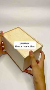 KOTAK KAYU MODEL PENYIMPANAN TUTUP SLIP PACKAGING PRODUK SOUVENIR UKURAN 18cm x 11cm x 12cm