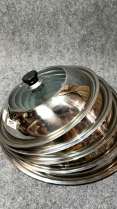 TUTUP KUALI STENLESS KACAsteel kombinasi kaca tebal size 303234363840cm