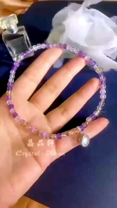 [MY🇲🇾 Ready Stock]紫黄晶脚链+月光石小吊坠Ametrine+Moonstone Pendant ｜招财守财 ✦ 情绪调节｜