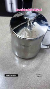 Ca inox cách nhiệt Chockmen 350ml có nắp cỏ 4 lá / Ca inox cách nhiệt 304 có nắp.