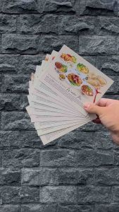 Postcard Design Asian Popular Cuisine Watercolor Drawing & Introduction Concept (BUY 10 FREE 1)