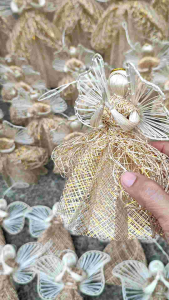 Angelica Praying Abaca Angels (Gold natural) 12 inches/6 inches