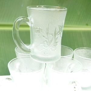 Cangkir Kaca 6pcs/Gelas Kopi Gagang/Gelas Mewah